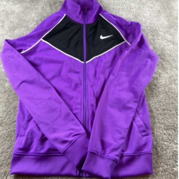 Nike Track Jacket Purple Black White Full Zip Activewear Women's Medium - Picture 1 of 5